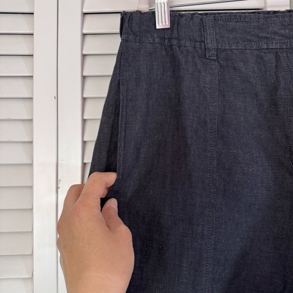 Eileen Fisher Organic Linen Button Cuffs Pants Charcoal/Navy Size Large - Picture 2 of 8